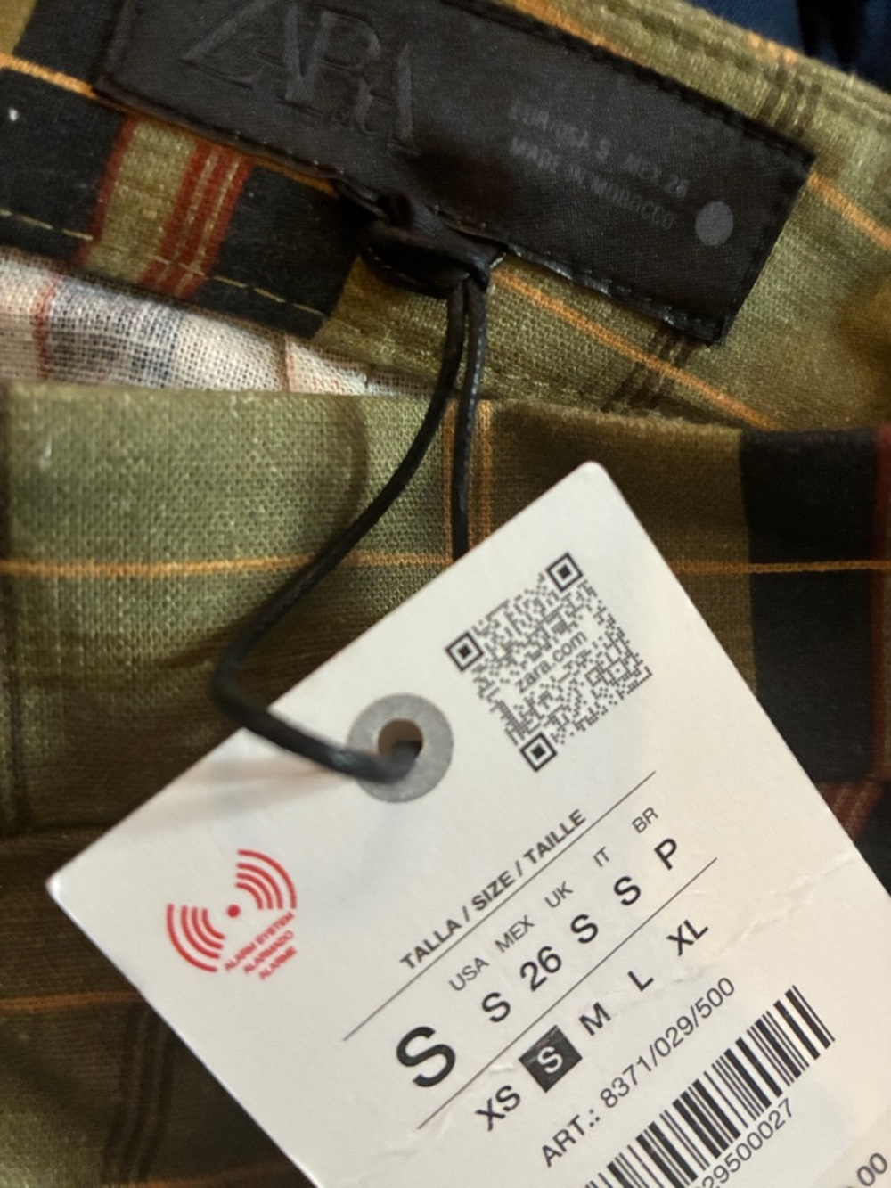 Zara NWT ZW Collection linen blend checkered plaid pants 8371/029 - Picture 11 of 12